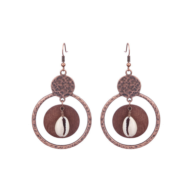 Wholesale Bohemian Rice Pearl Shell Long Tassel Earrings